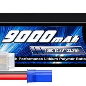 Zeee 4S Lipo Battery 9000mAh 14.8V 100C RC Lipos EC5 Connector with Metal Plates